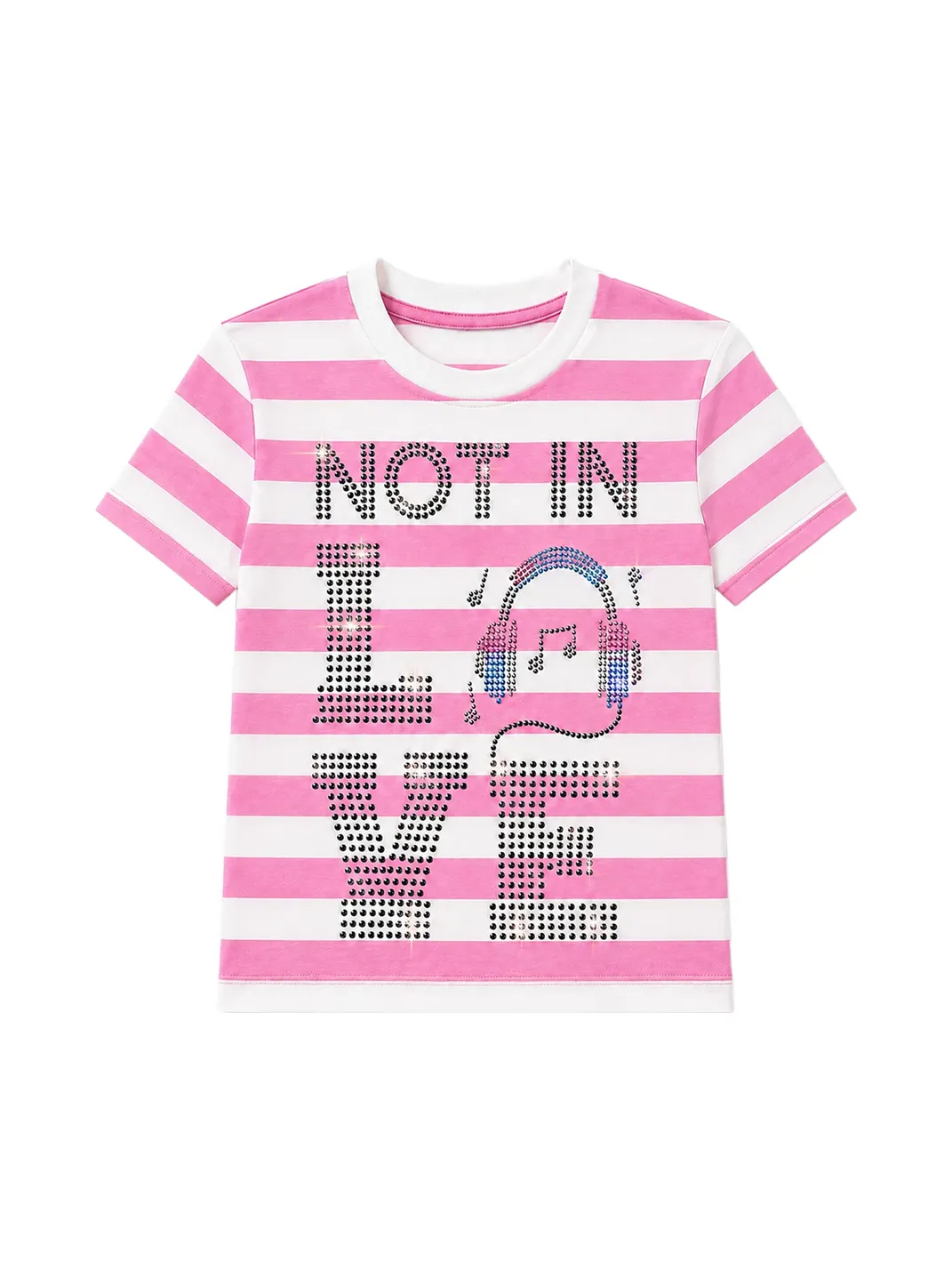 PAIKI | Rhinestone Striped T-Shirt