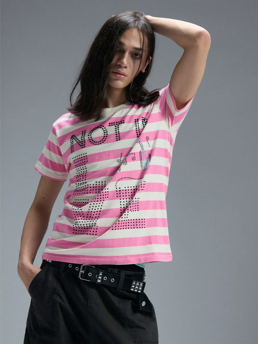 PAIKI | Rhinestone Striped T-Shirt