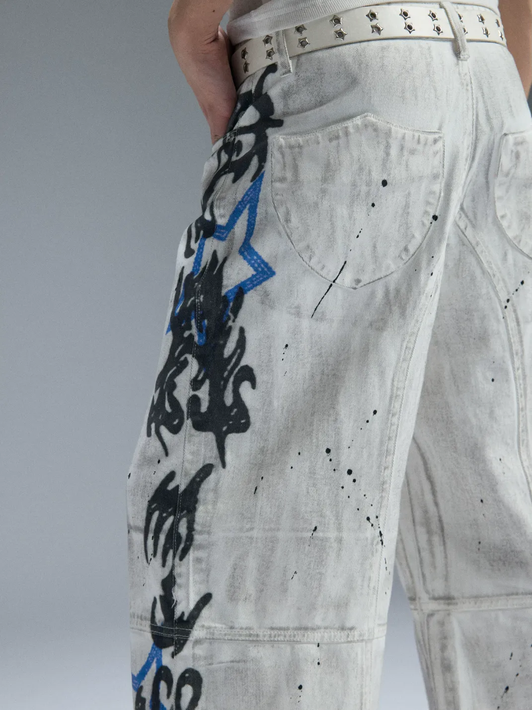 PAIKI | Graffiti Dirty Dye Letter Pants