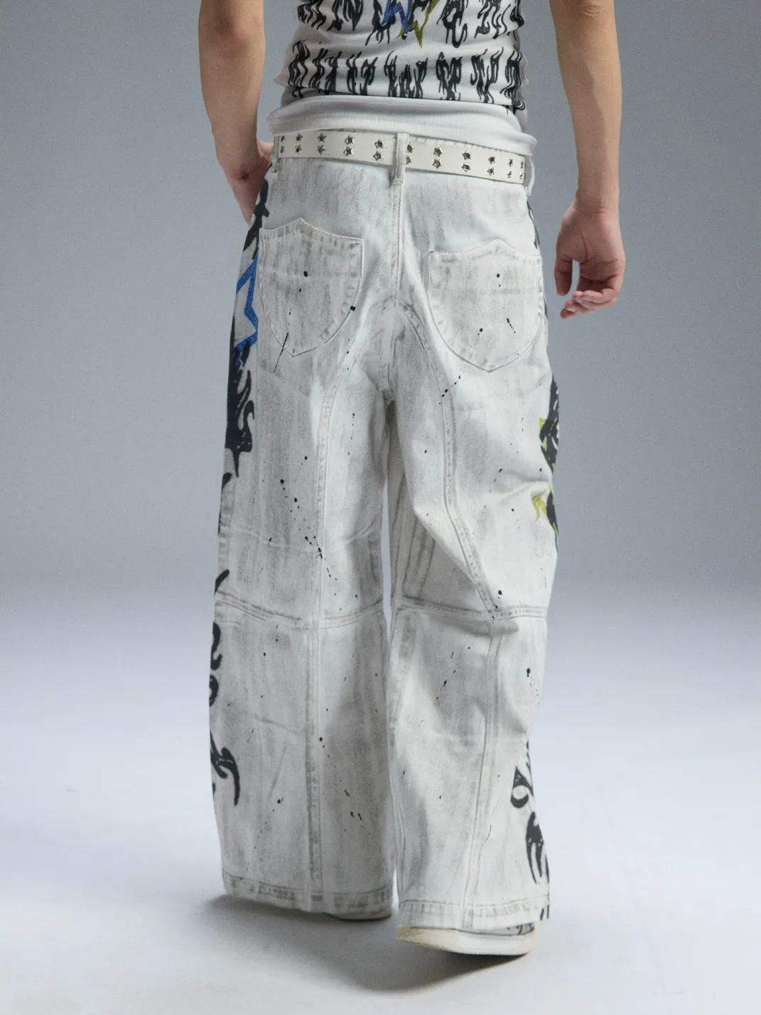 PAIKI | Graffiti Dirty Dye Letter Pants