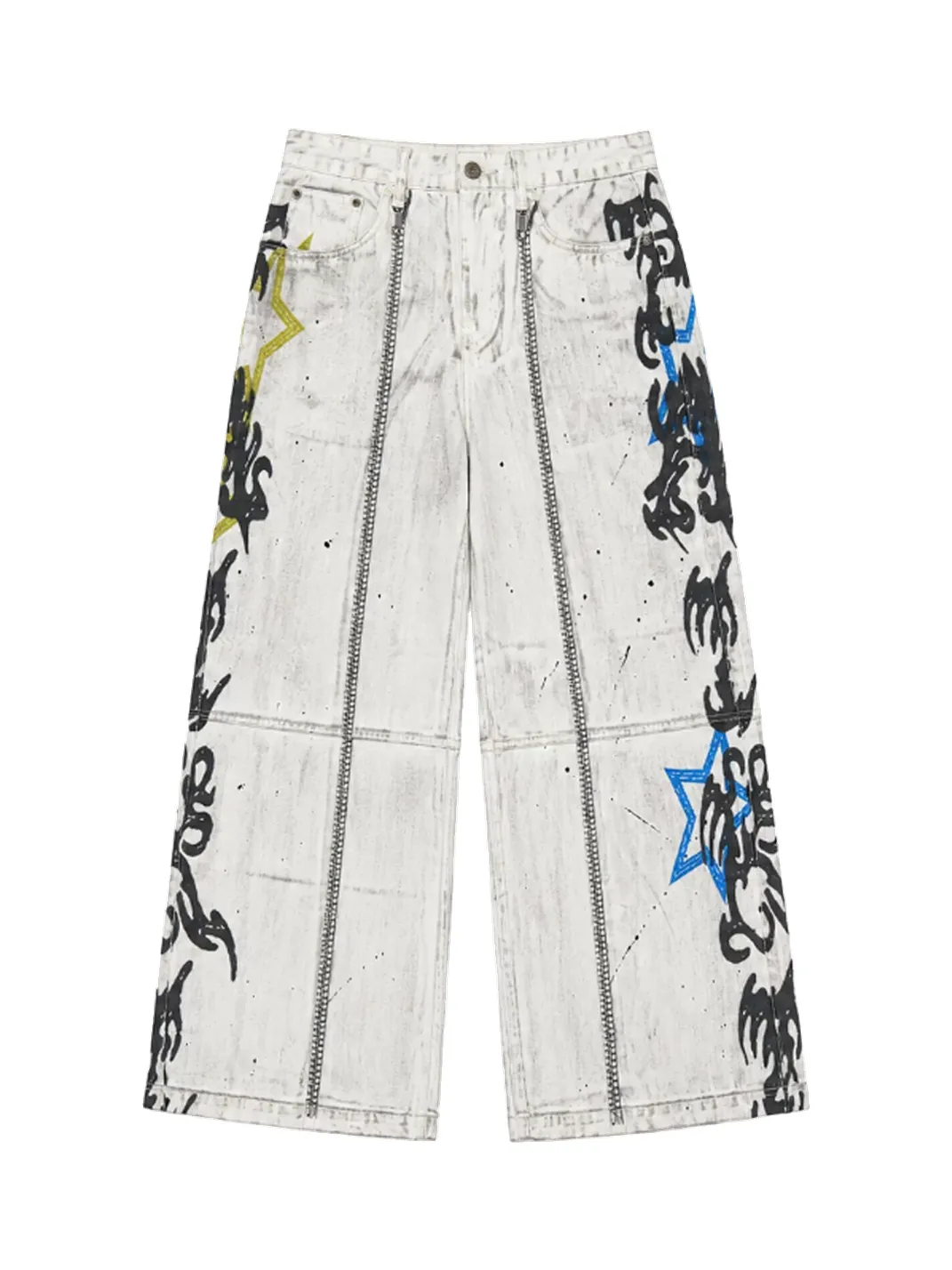 PAIKI | Graffiti Dirty Dye Letter Pants
