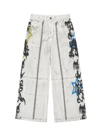 PAIKI | Graffiti Dirty Dye Letter Pants