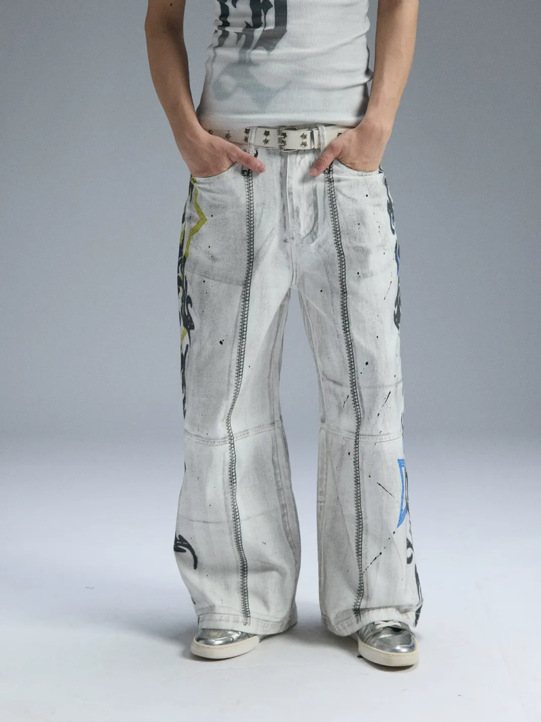 PAIKI | Graffiti Dirty Dye Letter Pants