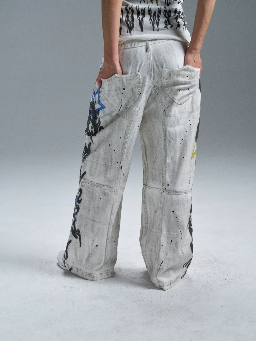 PAIKI | Graffiti Dirty Dye Letter Pants