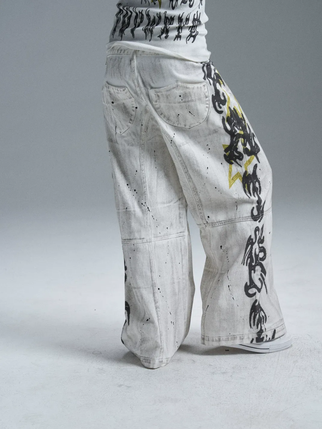 PAIKI | Graffiti Dirty Dye Letter Pants