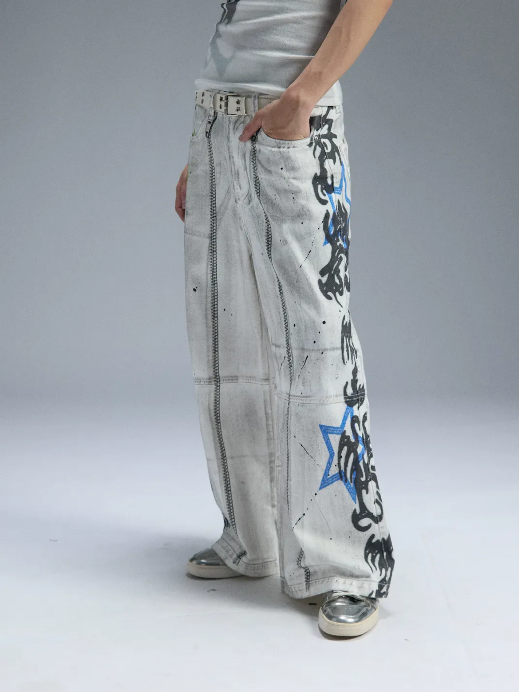PAIKI | Graffiti Dirty Dye Letter Pants