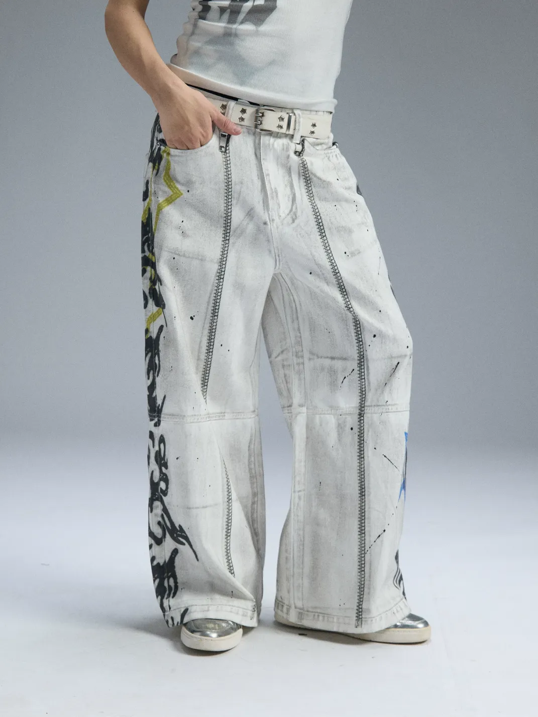 PAIKI | Graffiti Dirty Dye Letter Pants