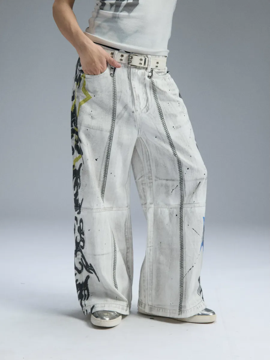 PAIKI | Graffiti Dirty Dye Letter Pants - 2