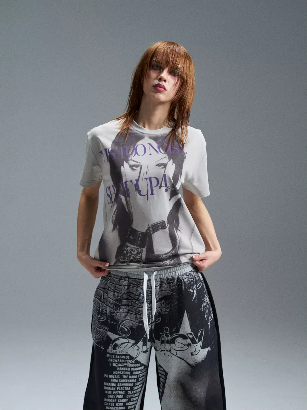 PAIKI | Shut Up Rebel Portrait Letter T-Shirt