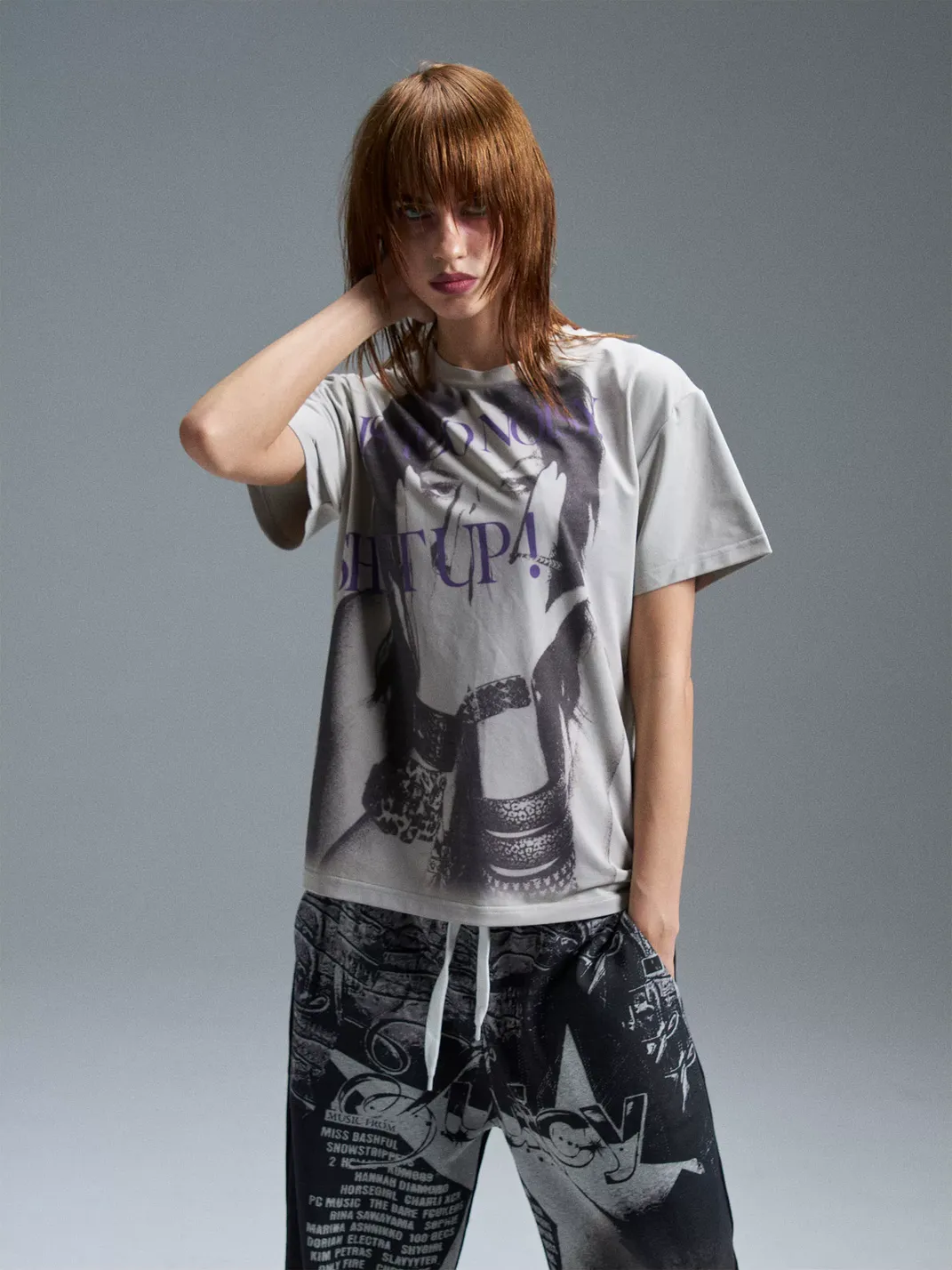 PAIKI | Shut Up Rebel Portrait Letter T-Shirt