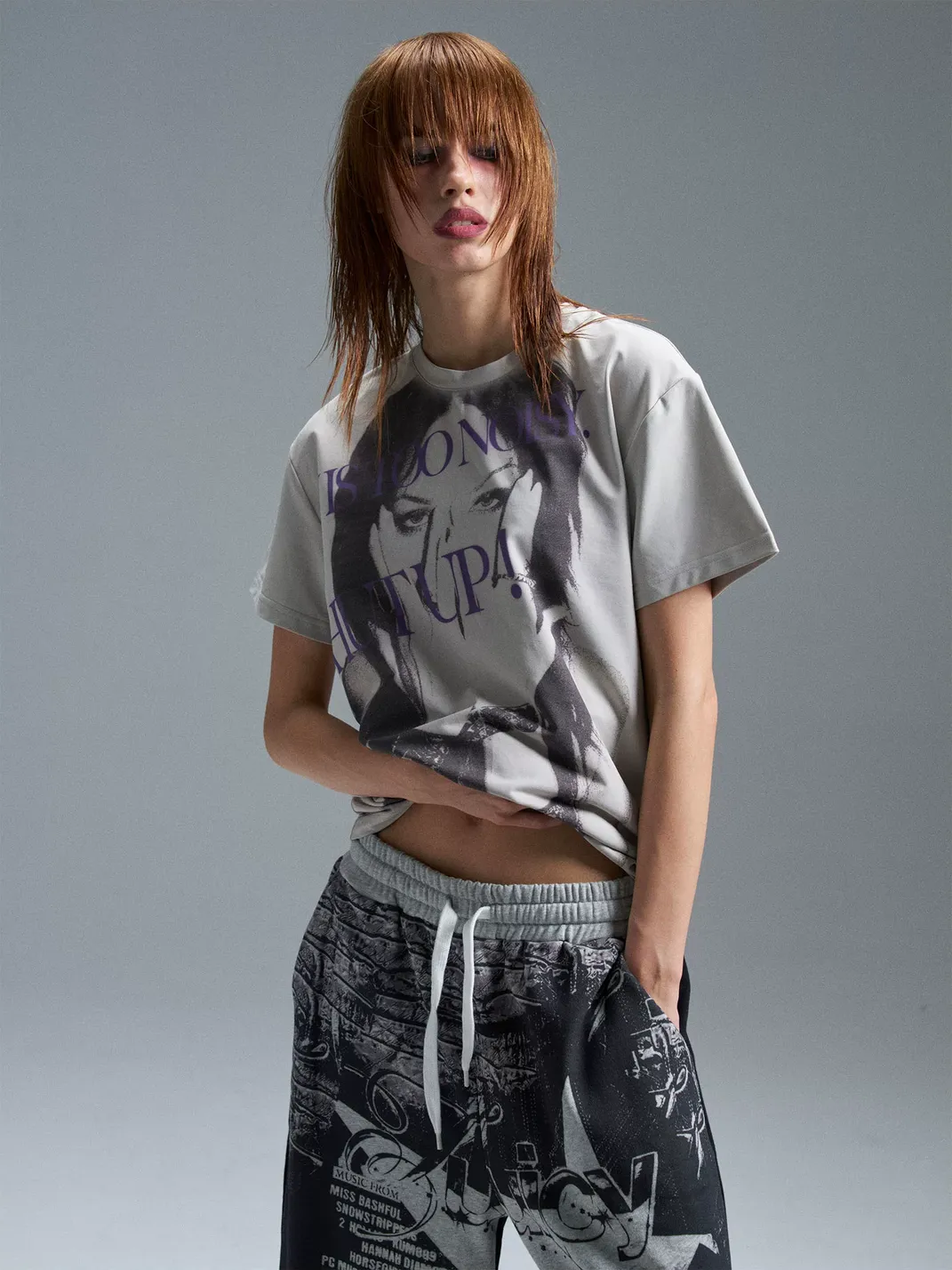 PAIKI | Shut Up Rebel Portrait Letter T-Shirt