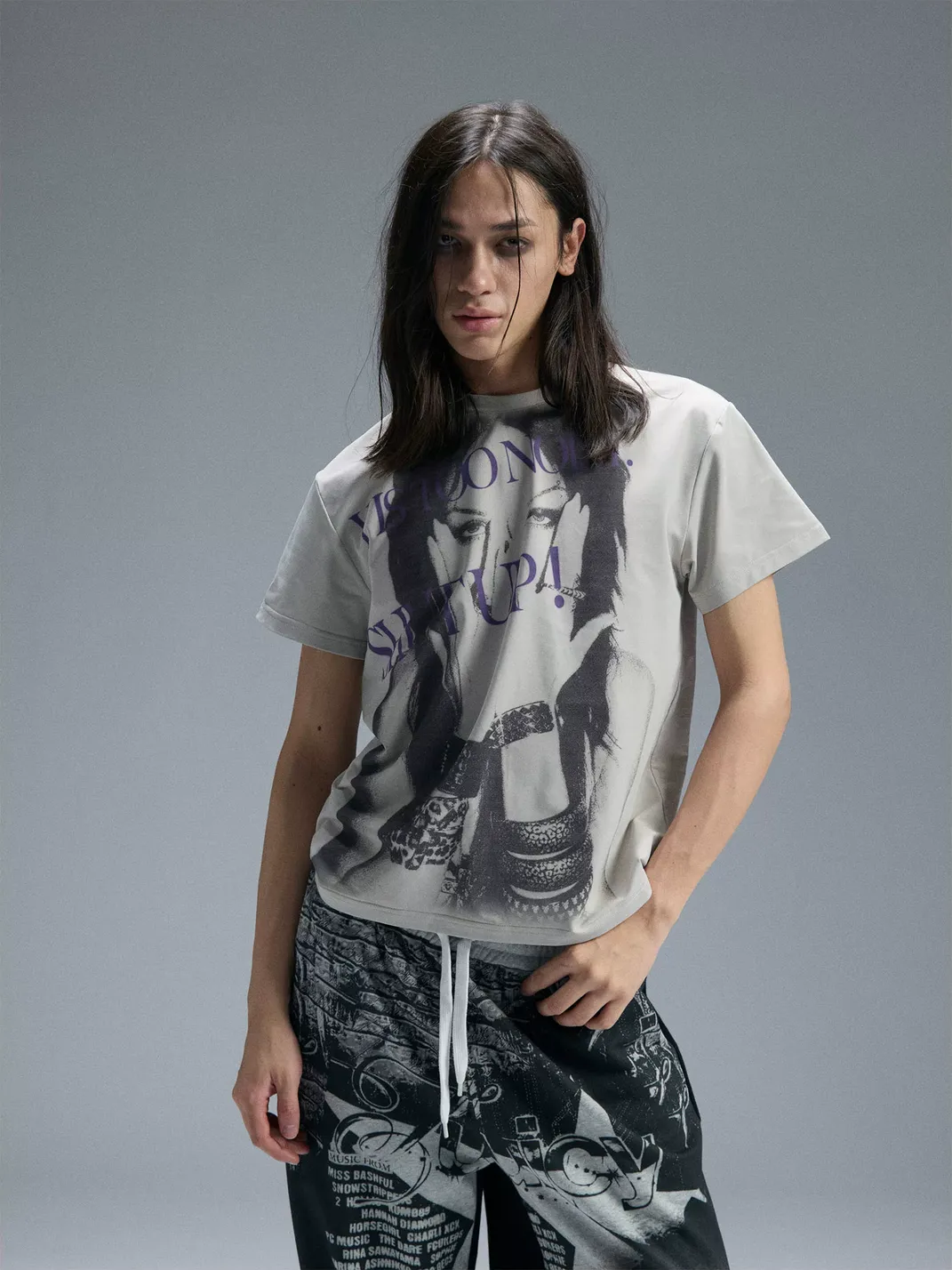 PAIKI | Shut Up Rebel Portrait Letter T-Shirt