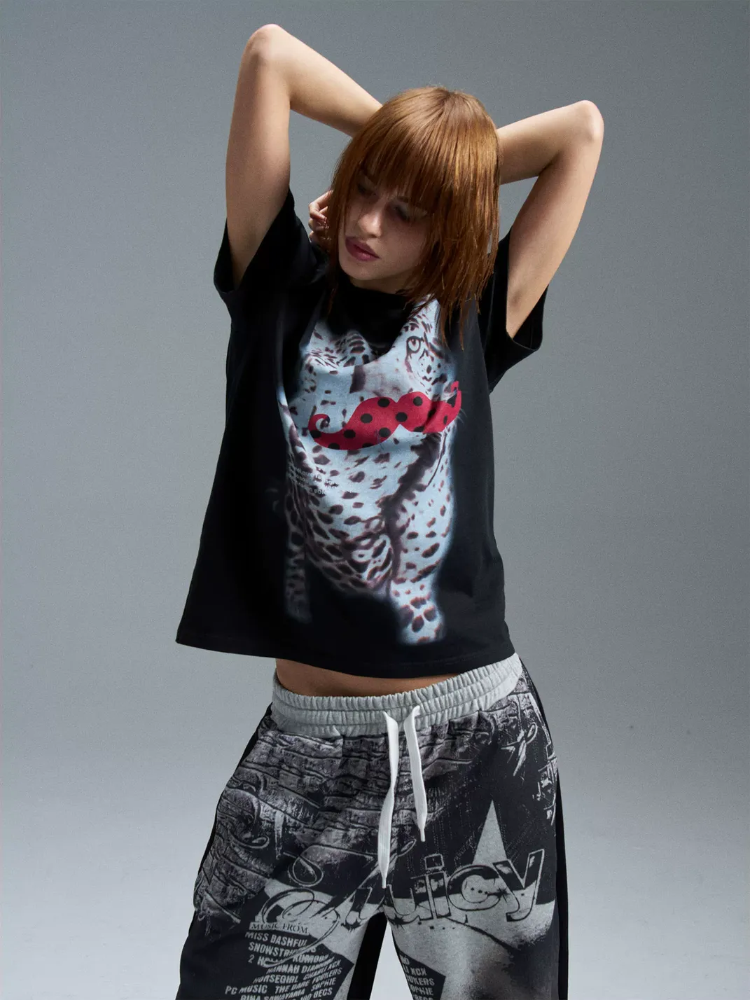 PAIKI | Leopard Mustache Print T-Shirt