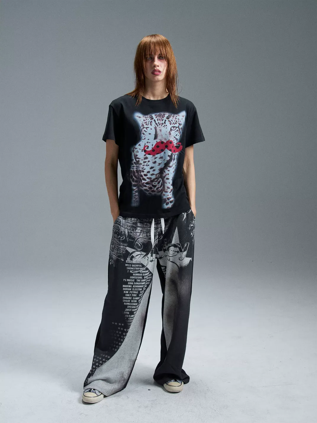 PAIKI | Leopard Mustache Print T-Shirt