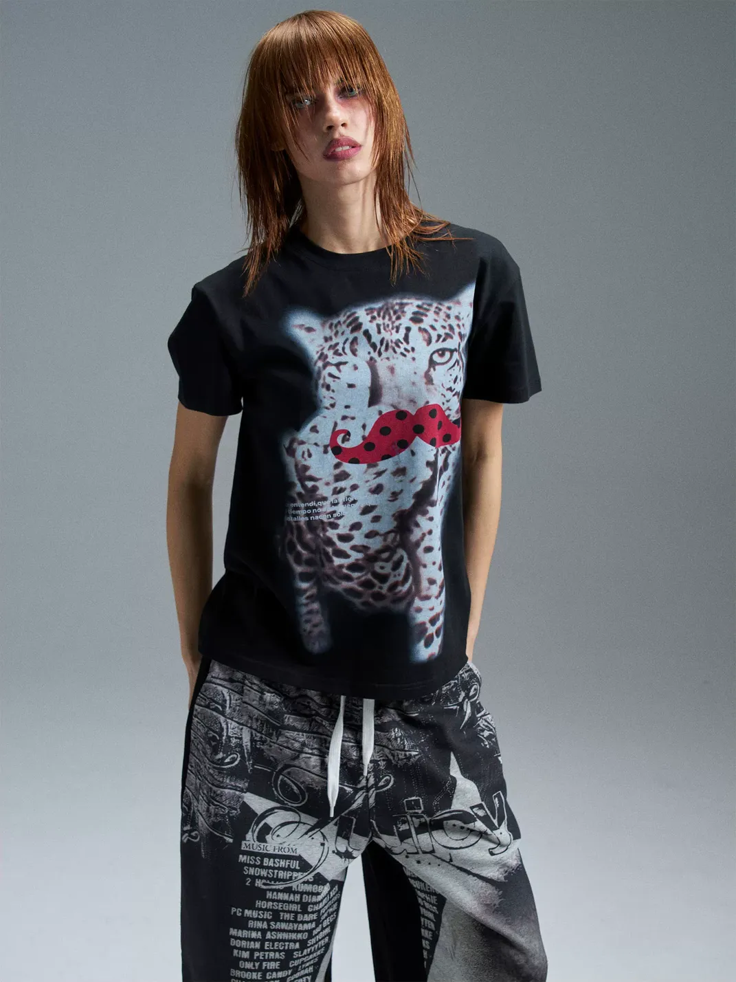 PAIKI | Leopard Mustache Print T-Shirt