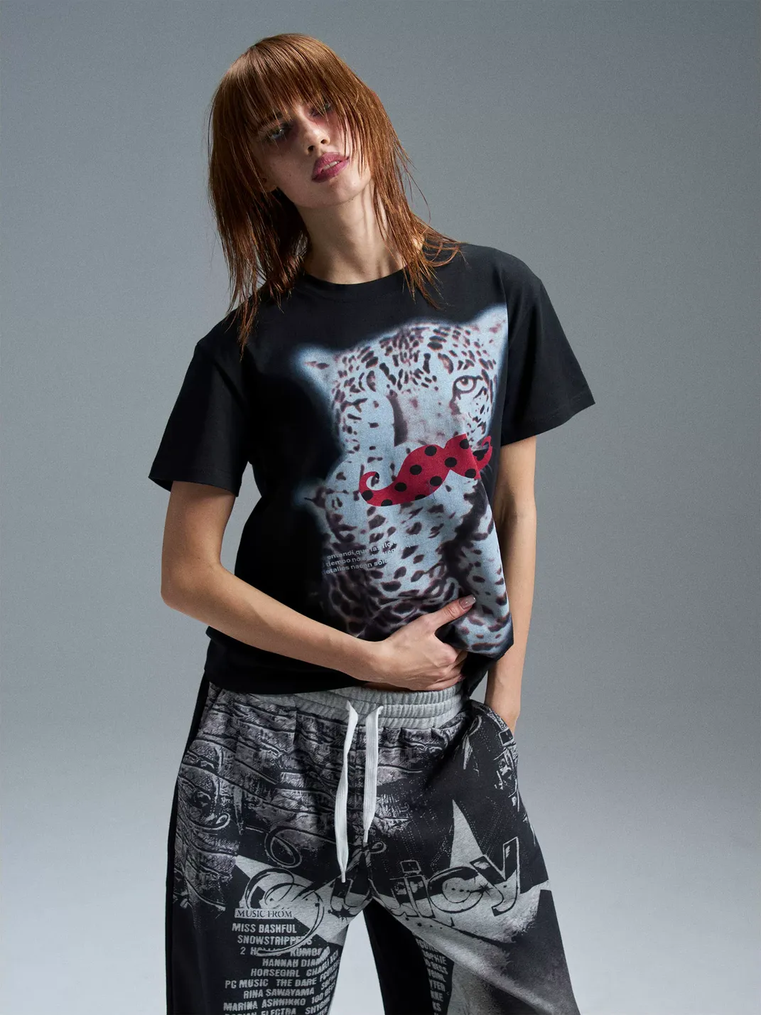 PAIKI | Leopard Mustache Print T-Shirt