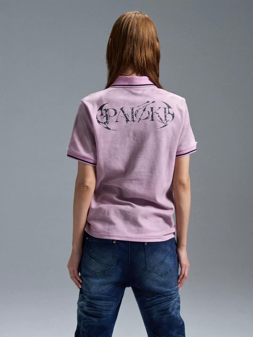 PAIKI | Twin Sword Castle Oil Painting Dirty Dye Pearl Studded T-Shirt