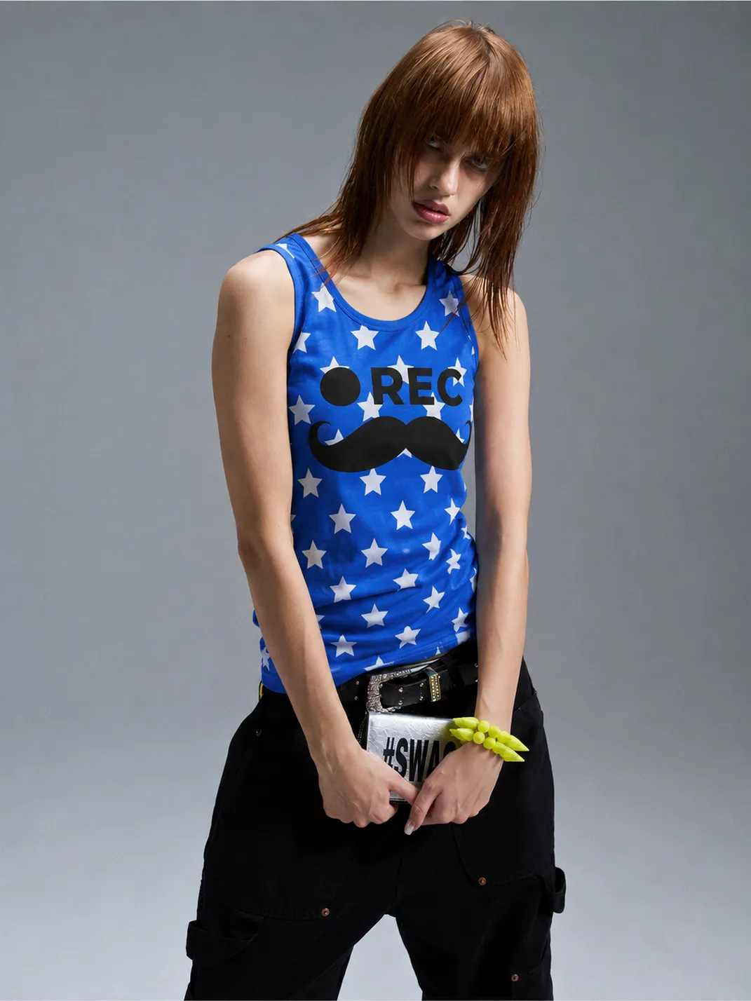 PAIKI | “Mustache Video” Multi-Color Polka Dot Star Tank Top