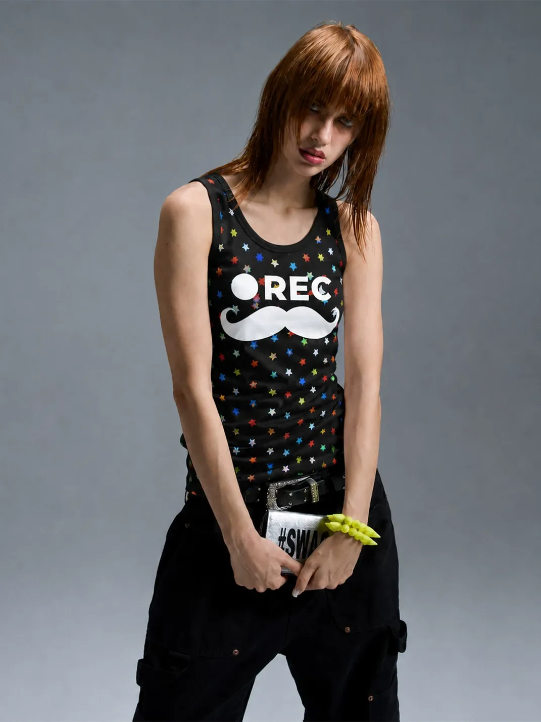 PAIKI | “Mustache Video” Multi-Color Polka Dot Star Tank Top