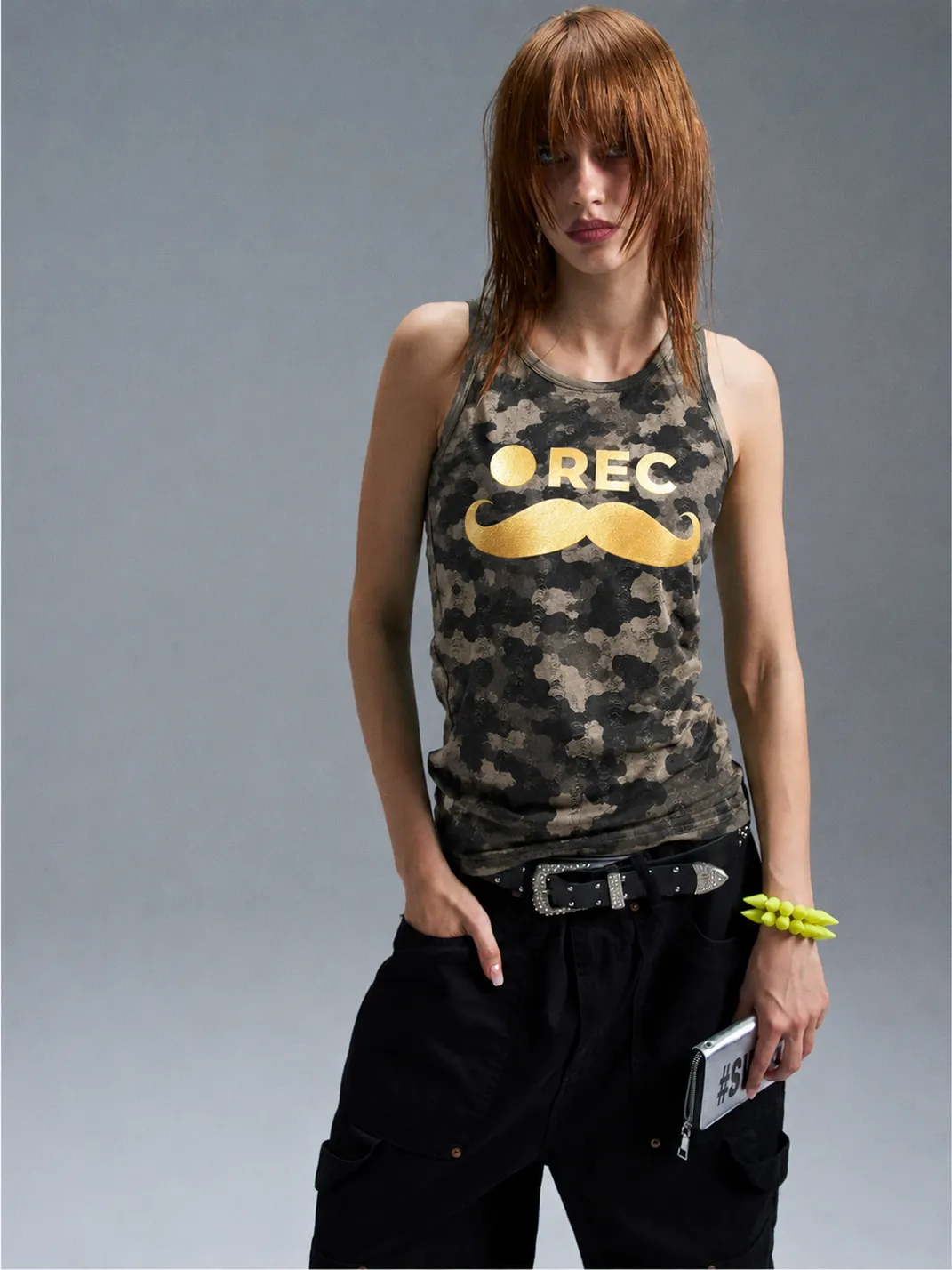 PAIKI | “Mustache Video” Multi-Color Polka Dot Star Tank Top
