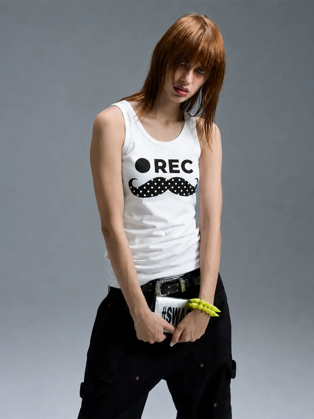 PAIKI | “Mustache Video” Multi-Color Polka Dot Star Tank Top