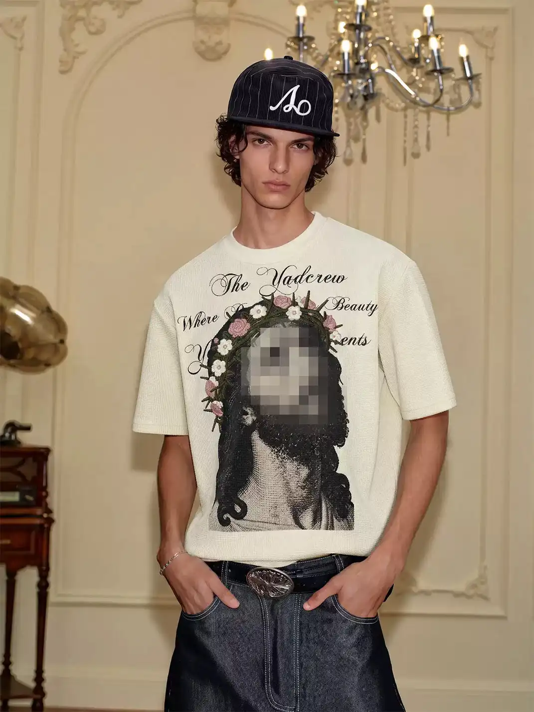 YADcrew | Vintage Print Embroidered T-Shirt