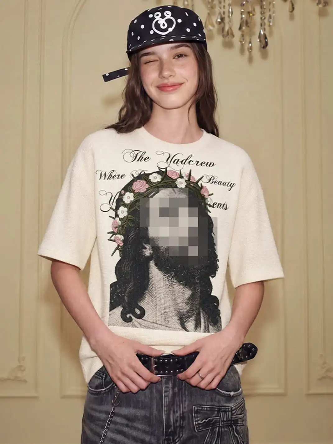 YADcrew | Vintage Print Embroidered T-Shirt