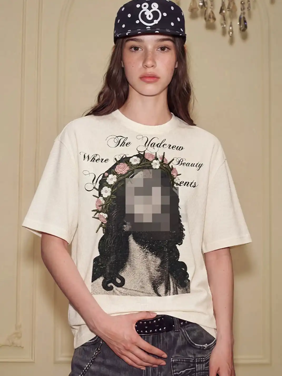 YADcrew | Vintage Print Embroidered T-Shirt