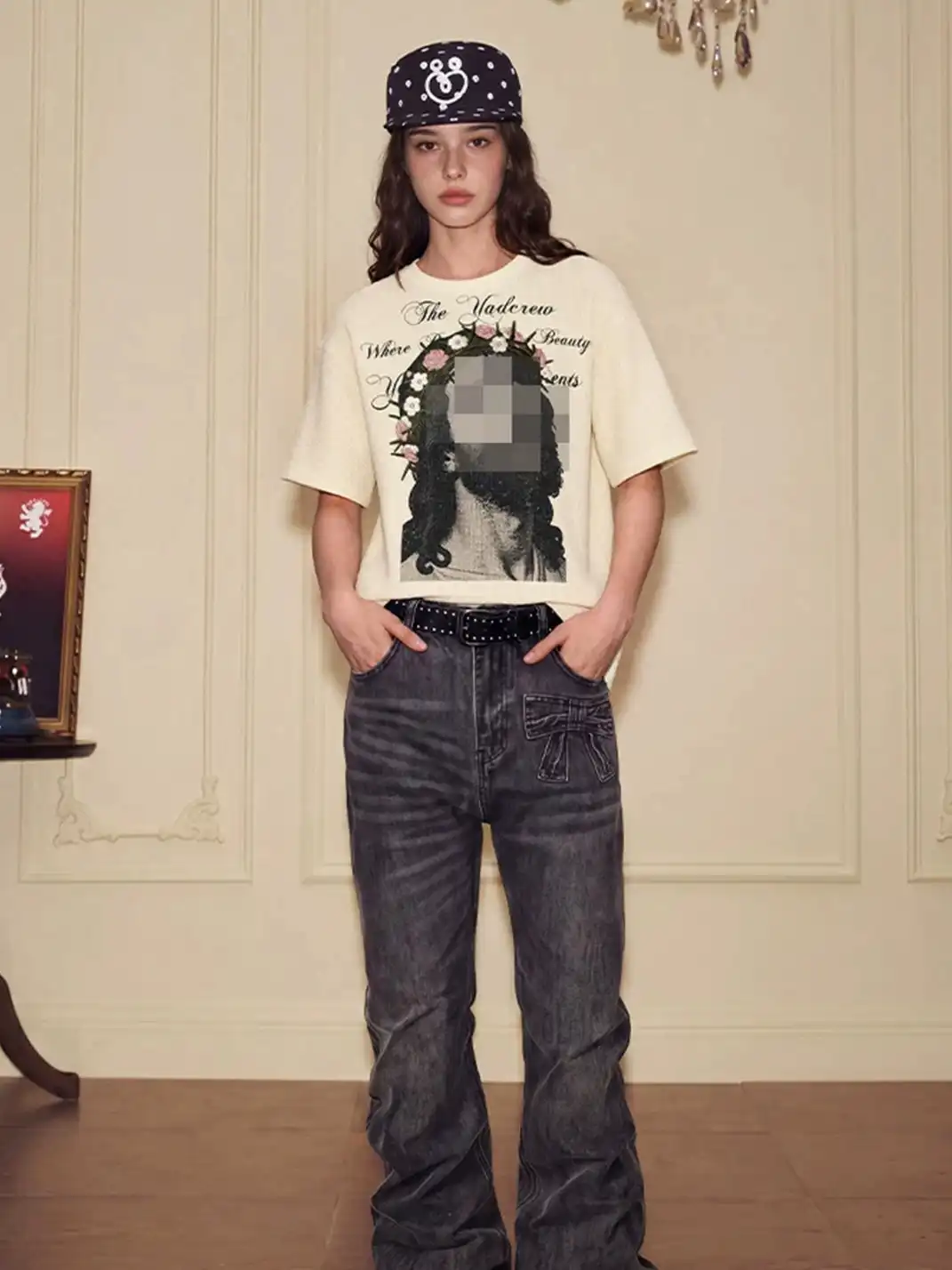 YADcrew | Vintage Print Embroidered T-Shirt