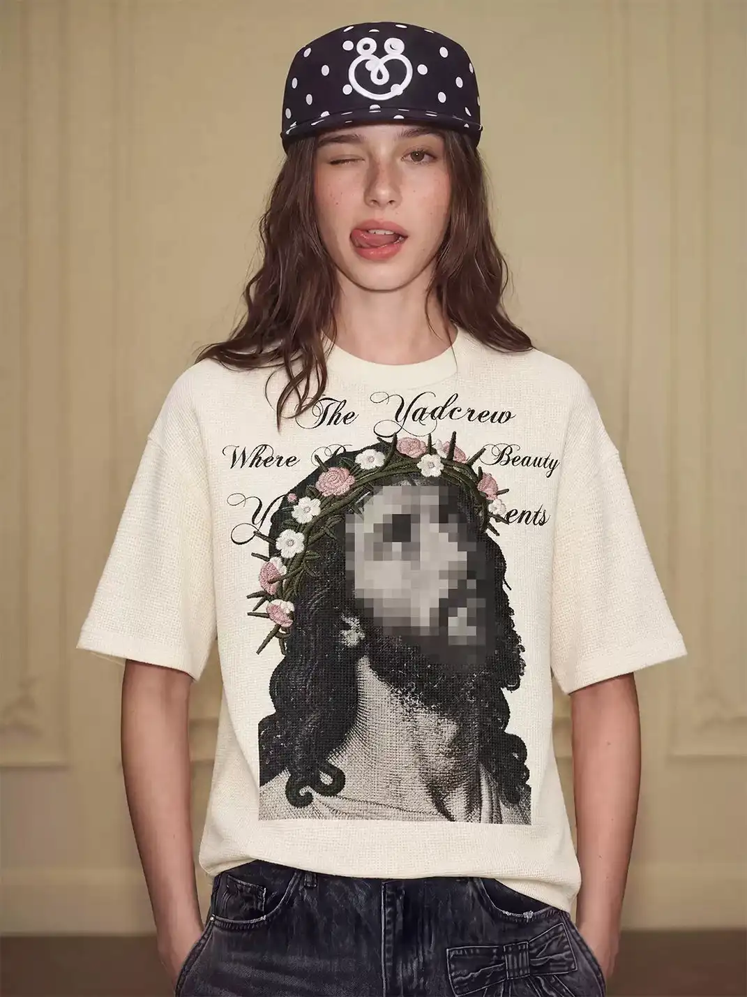 YADcrew | Vintage Print Embroidered T-Shirt