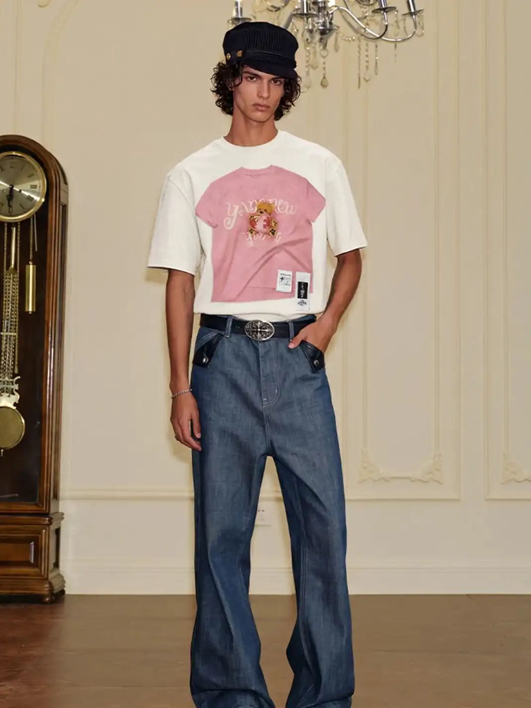 YADcrew | Puzzle Bear Faux Two-Piece T-Shirt