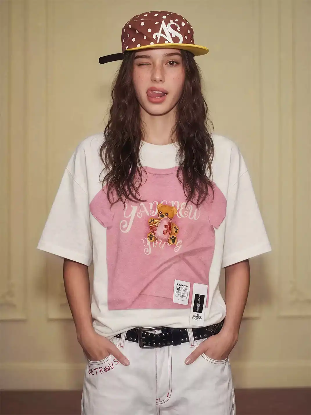 YADcrew | Puzzle Bear Faux Two-Piece T-Shirt