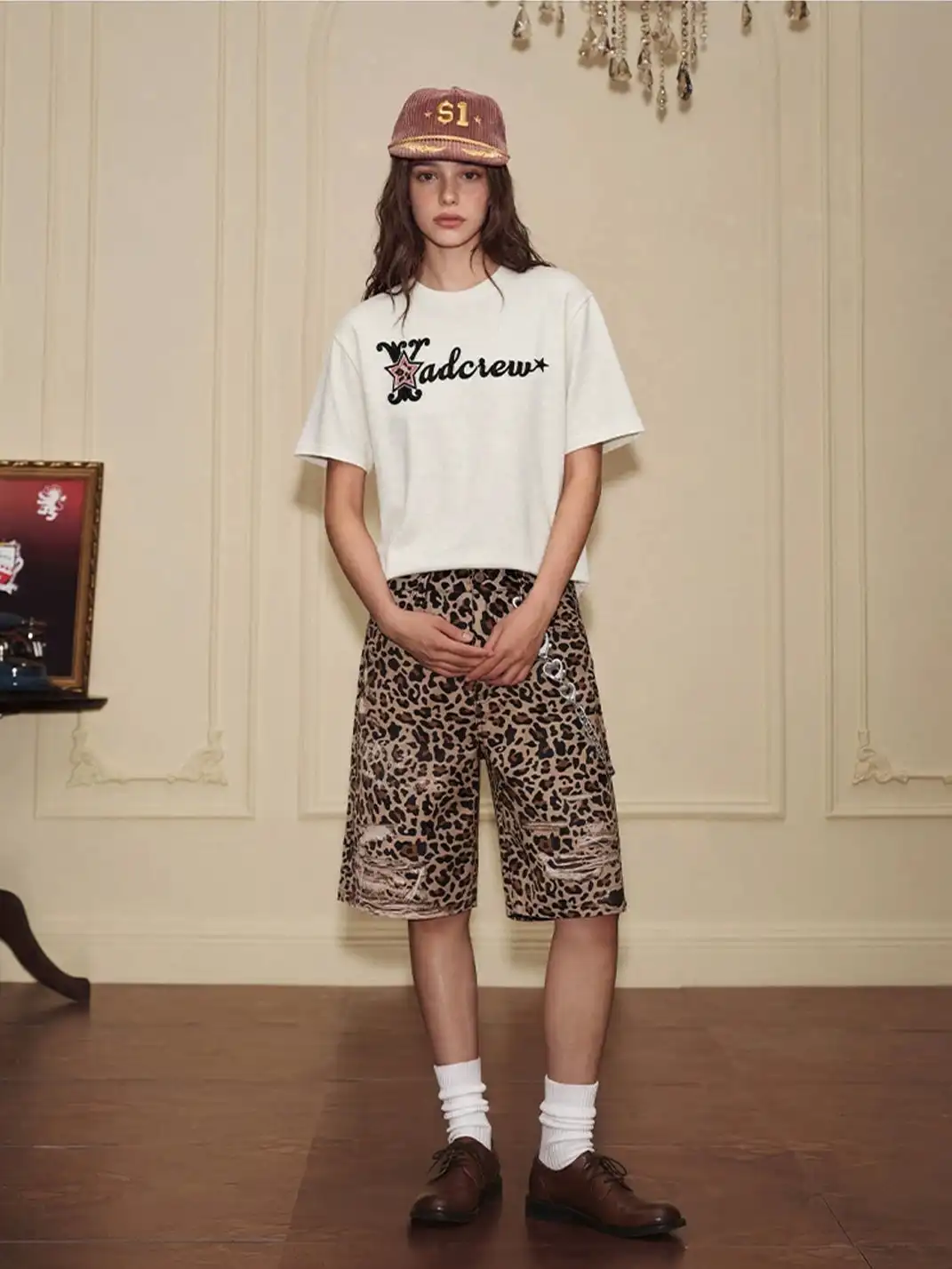 YADcrew | Leopard Star 3D Embroidered T-Shirt