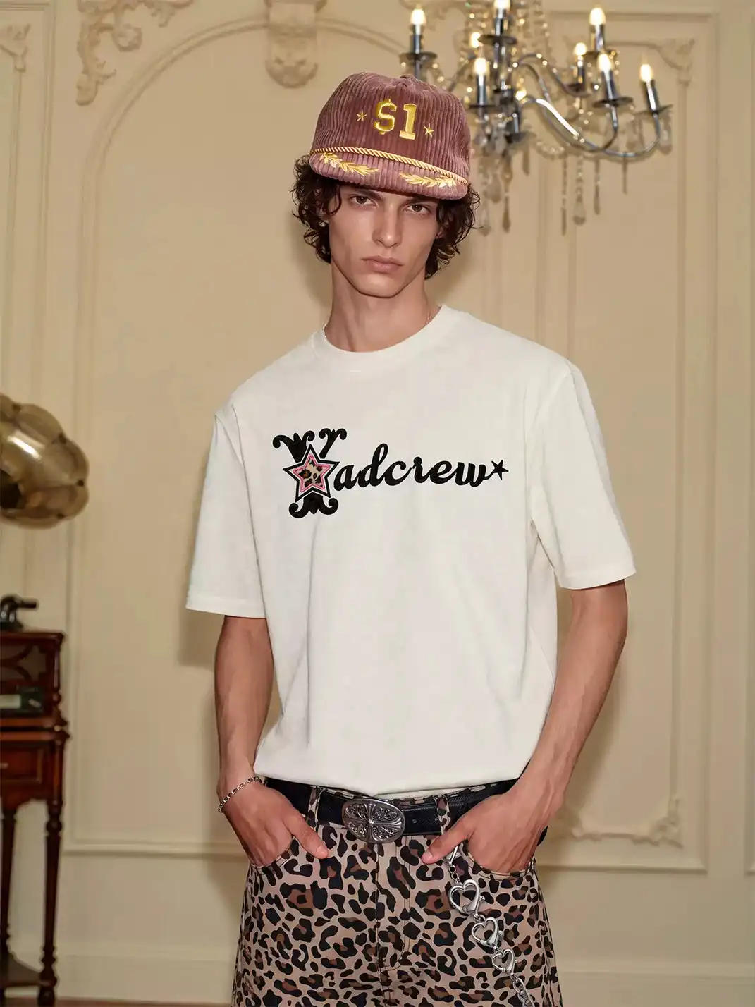 YADcrew | Leopard Star 3D Embroidered T-Shirt