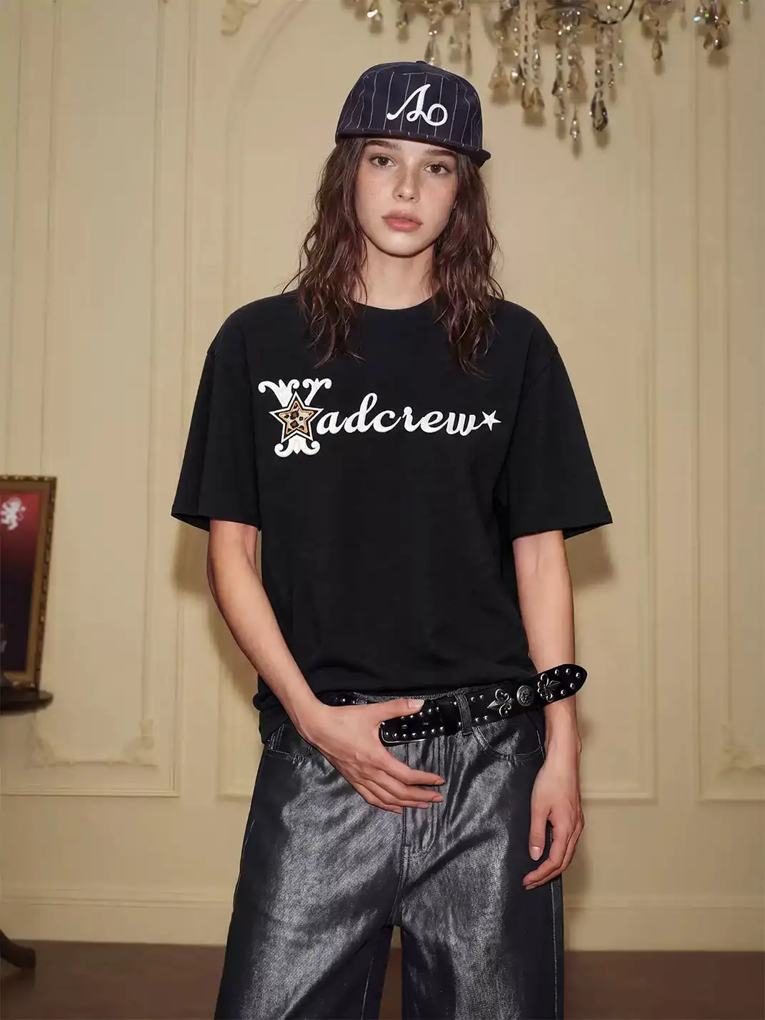 YADcrew | Leopard Star 3D Embroidered T-Shirt
