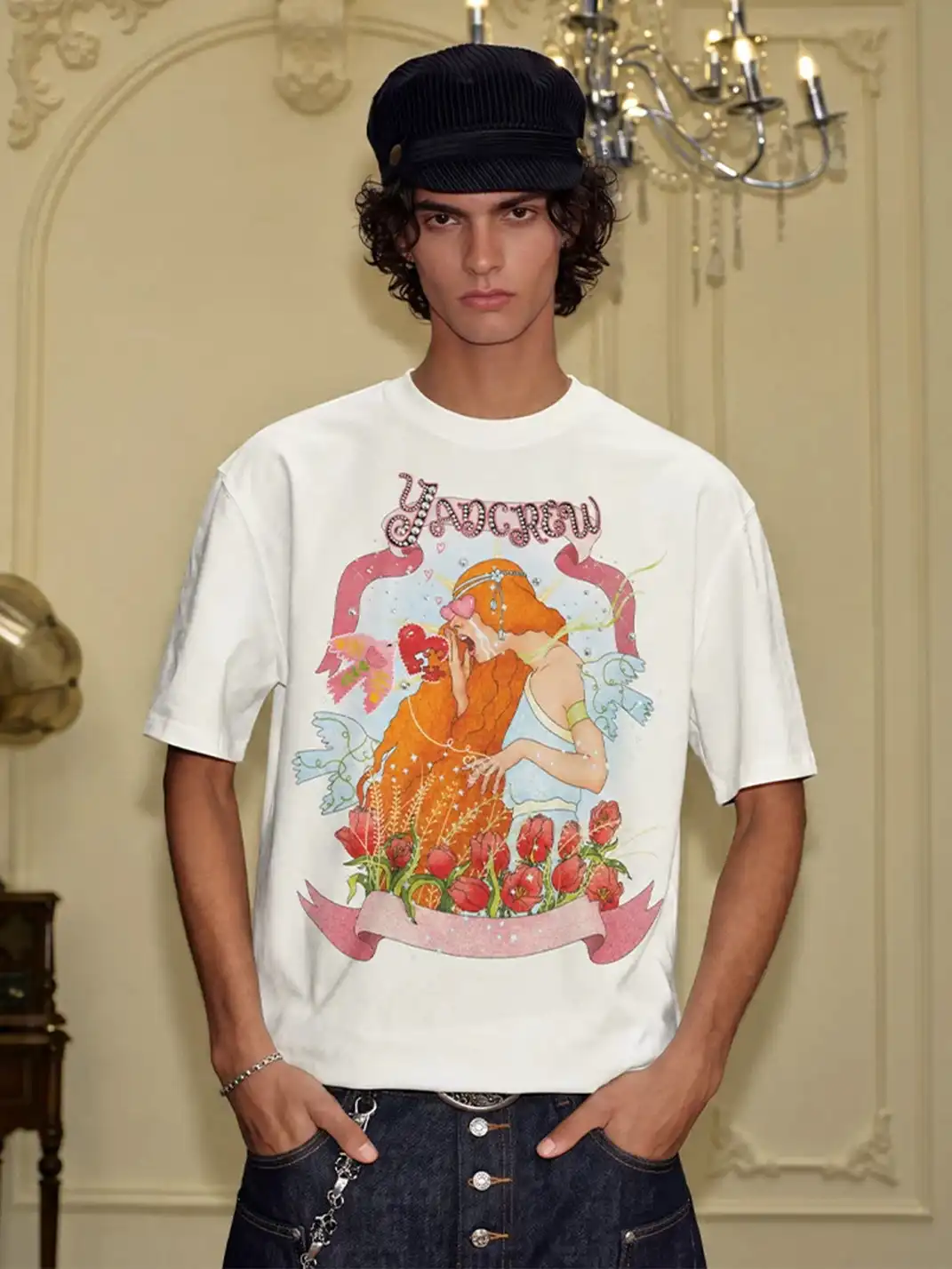 YADcrew | Vintage Girl Illustration Print T-Shirt