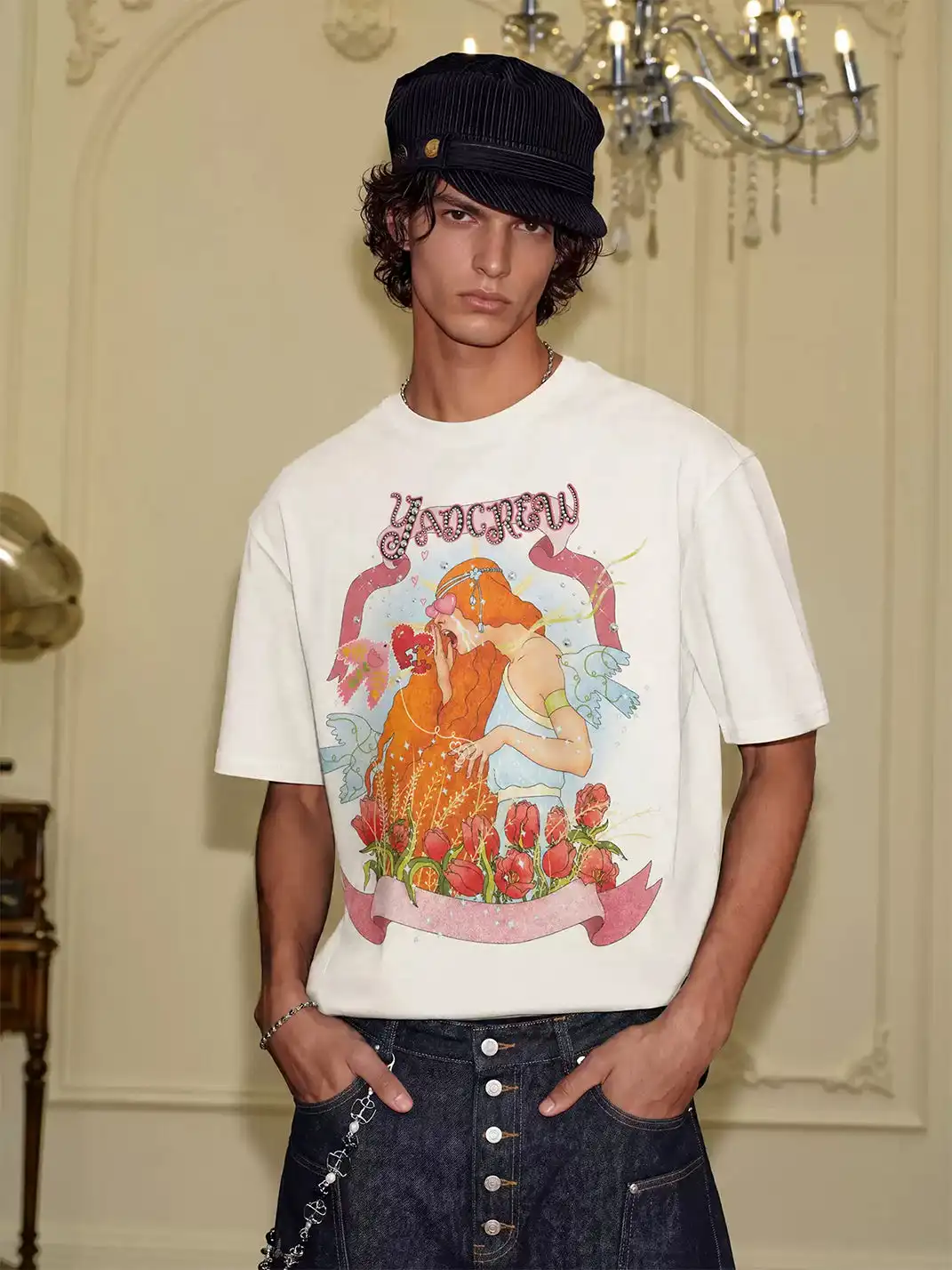 YADcrew | Vintage Girl Illustration Print T-Shirt
