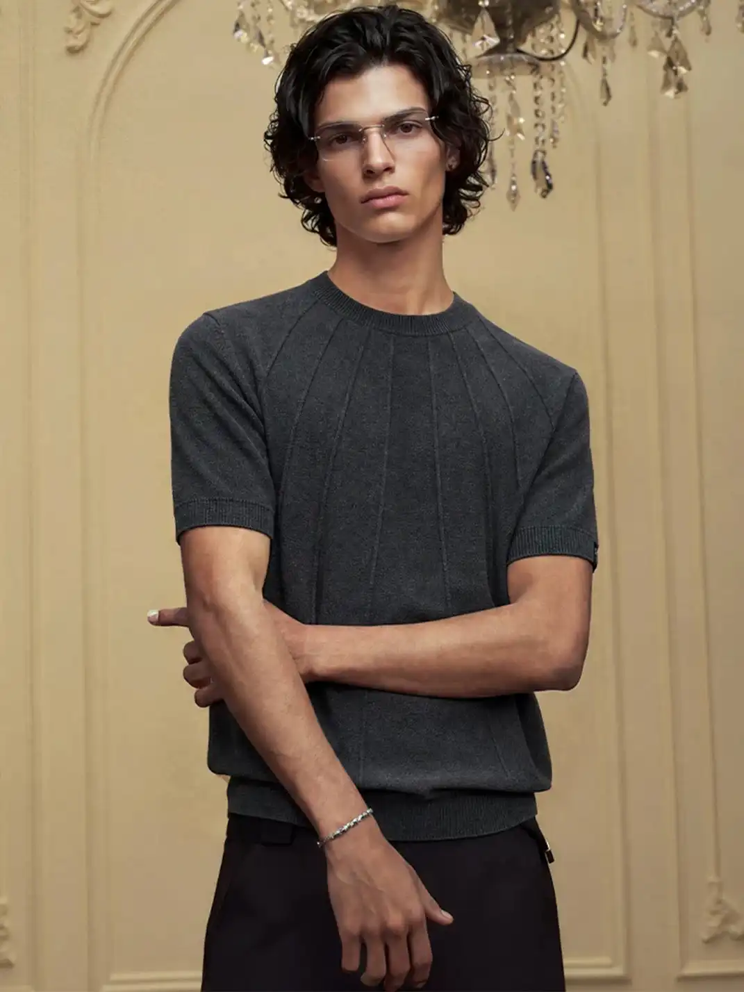 YADcrew | Ribbed Knit Short Sleeve Top