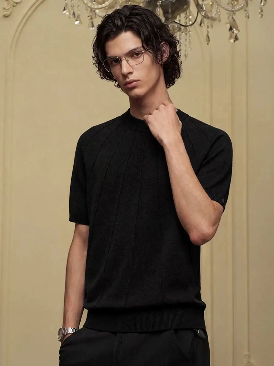 YADcrew | Ribbed Knit Short Sleeve Top