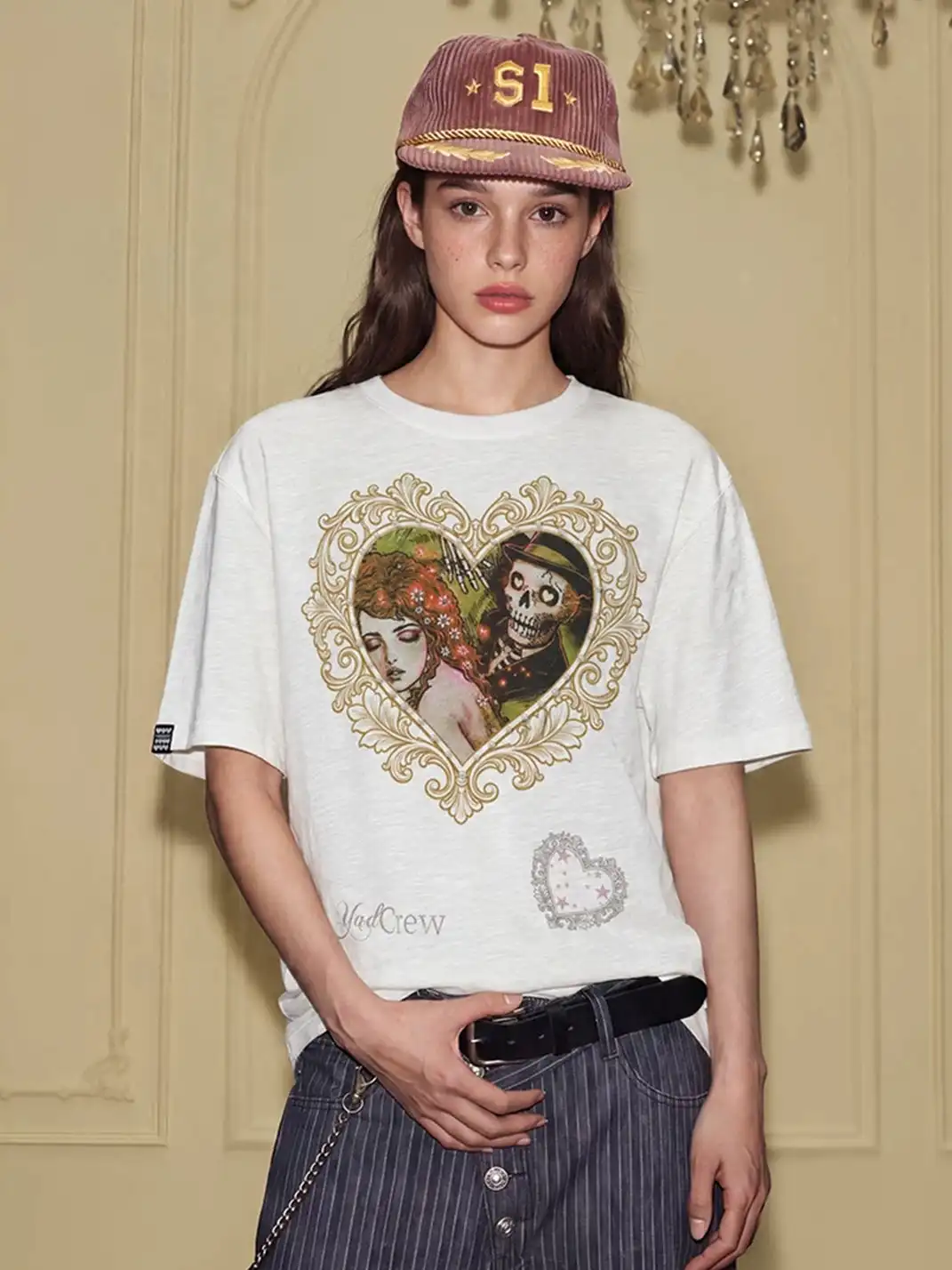 YADcrew | Skeleton Heart Graphic Print T-Shirt