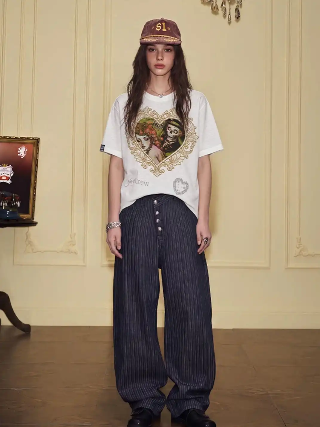 YADcrew | Skeleton Heart Graphic Print T-Shirt