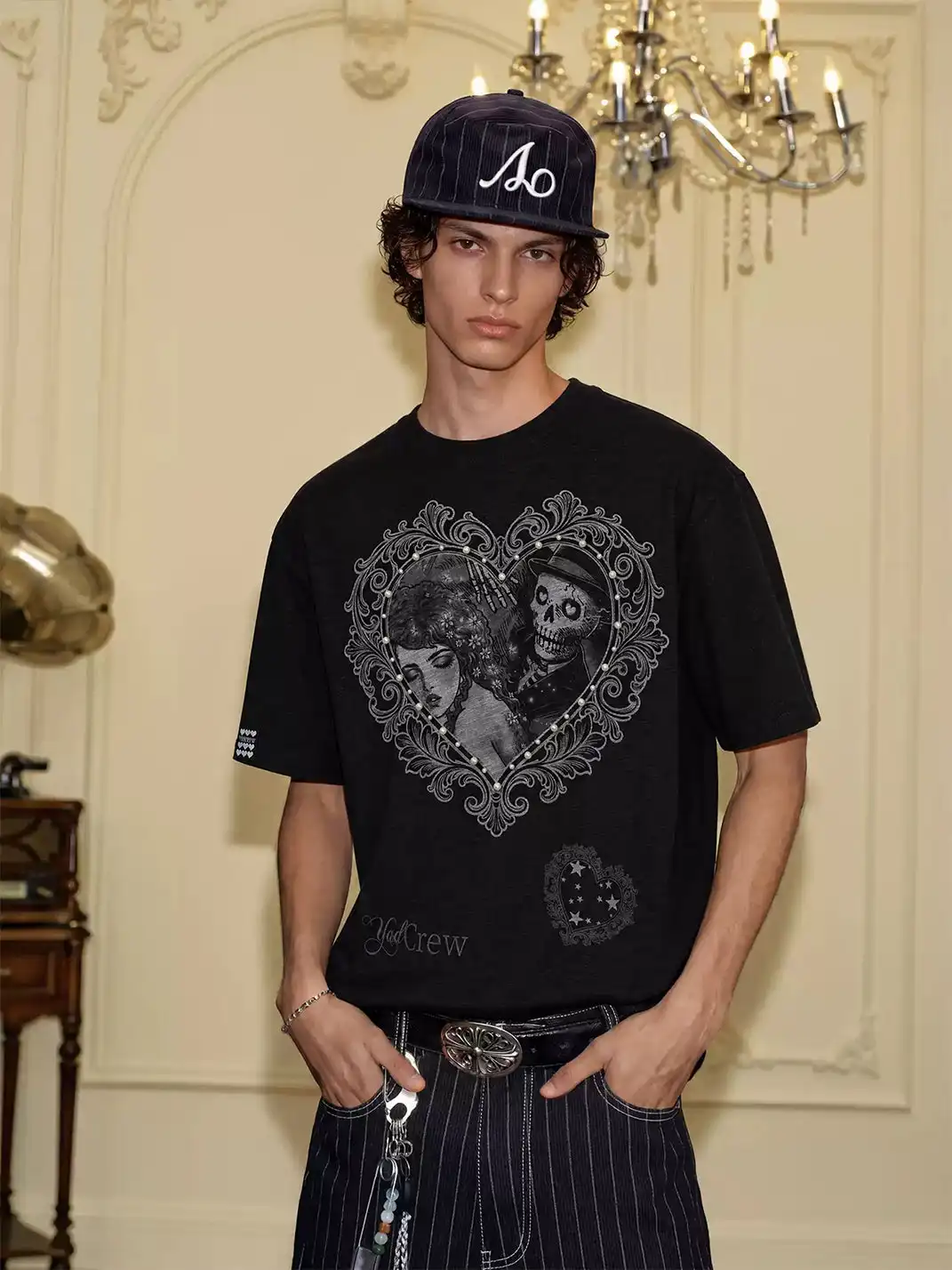 YADcrew | Skeleton Heart Graphic Print T-Shirt
