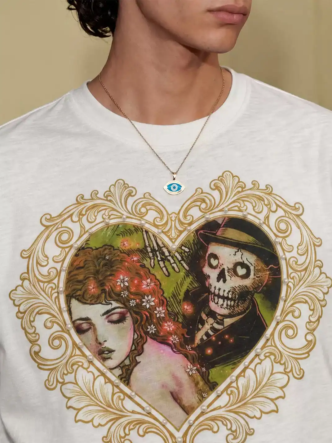 YADcrew | Skeleton Heart Graphic Print T-Shirt