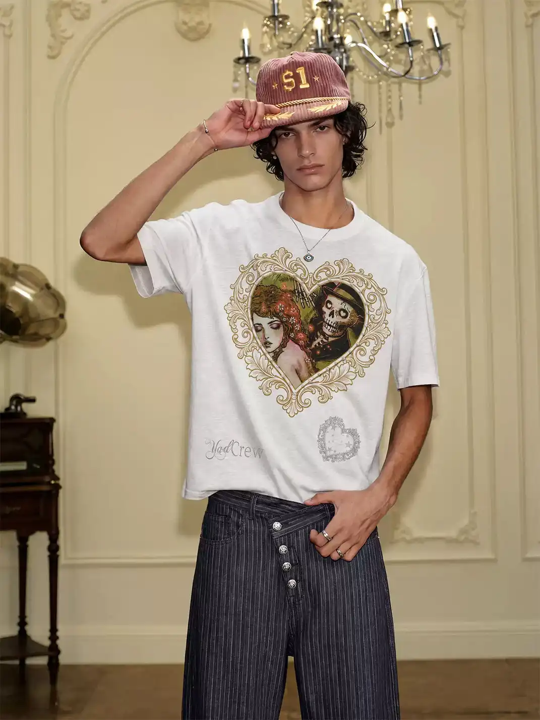 YADcrew | Skeleton Heart Graphic Print T-Shirt