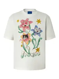 YADcrew | Floral Cat Graphic Print T-Shirt
