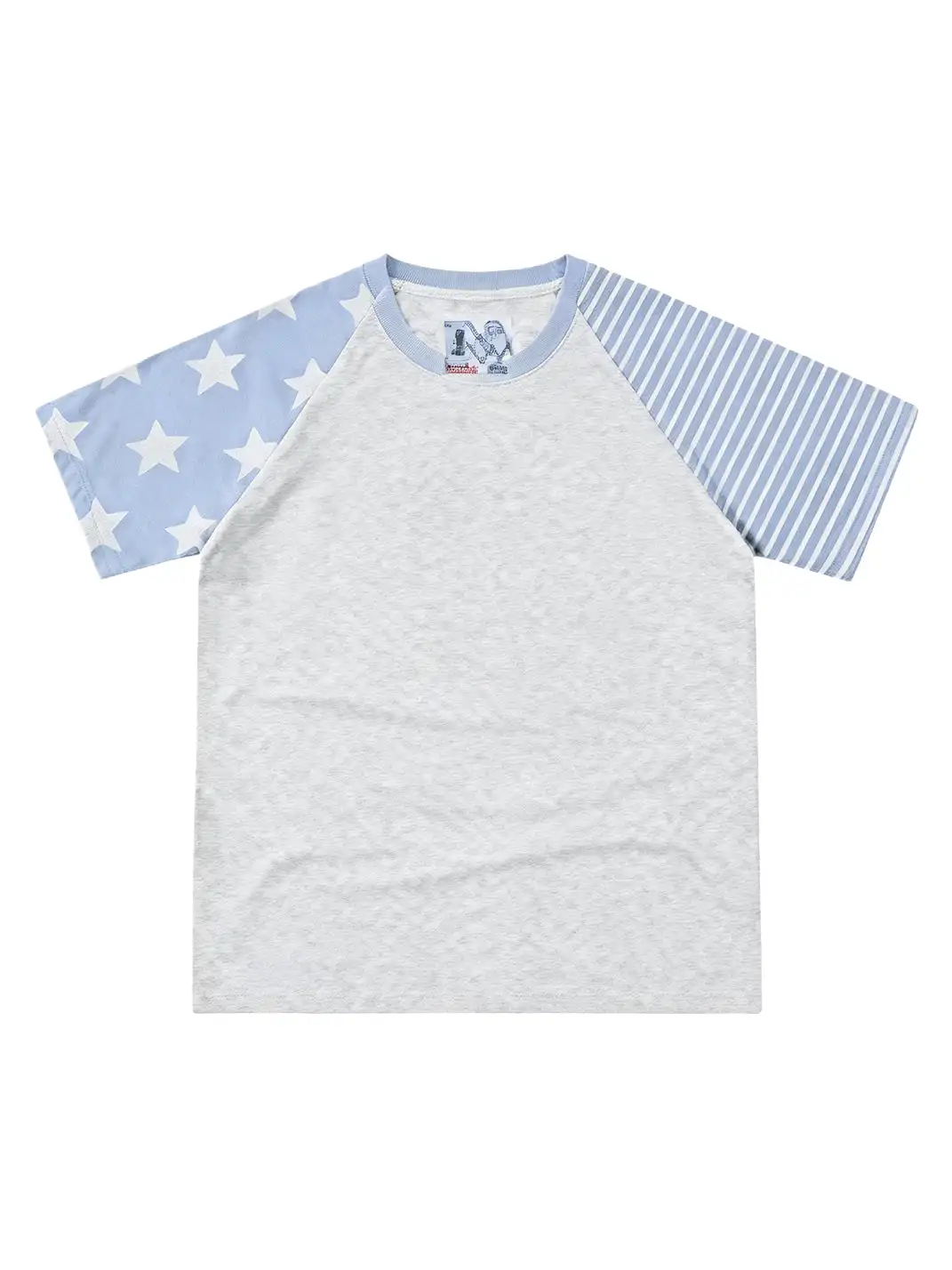 YADcrew | Cat Dog Graphic Patchwork Sleeve T-Shirt