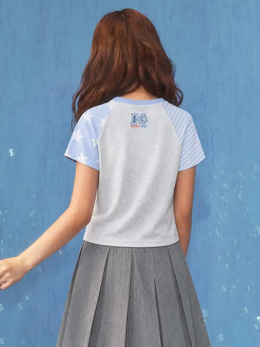 YADcrew | Cat Dog Graphic Patchwork Sleeve T-Shirt
