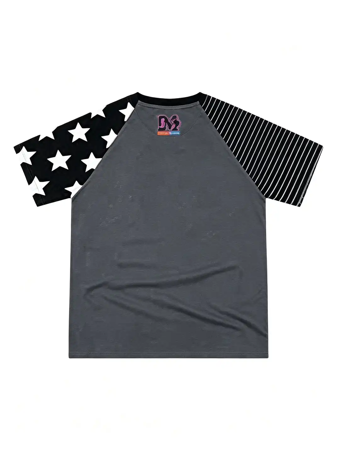 YADcrew | Cat Dog Graphic Patchwork Sleeve T-Shirt