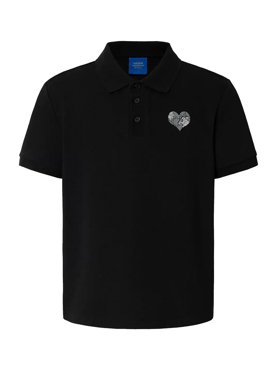 YADcrew | Heart Embroidered Collared Polo Shirt