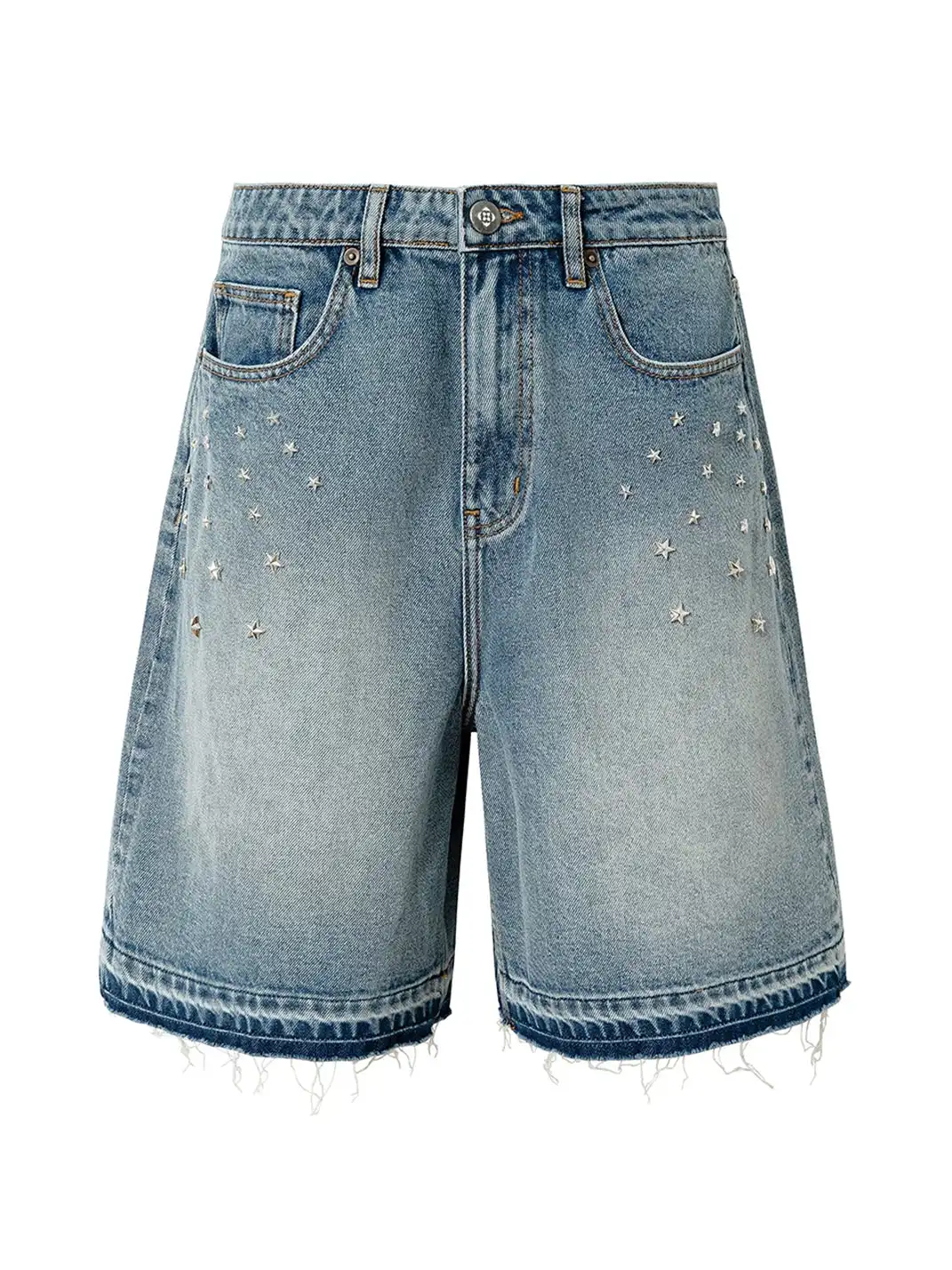 YADcrew | Vintage Star Rhinestone Washed Denim Shorts
